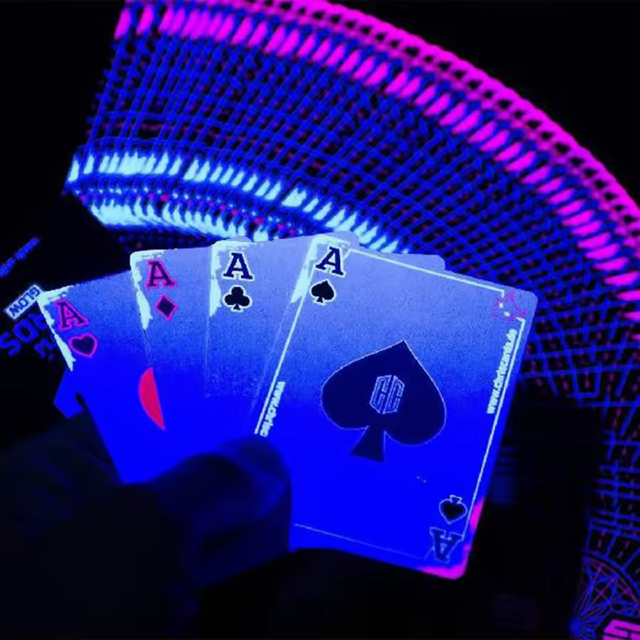 Waterproo флуоресцентные игральные карты для покера с УФ-печатью красочные игральные карты