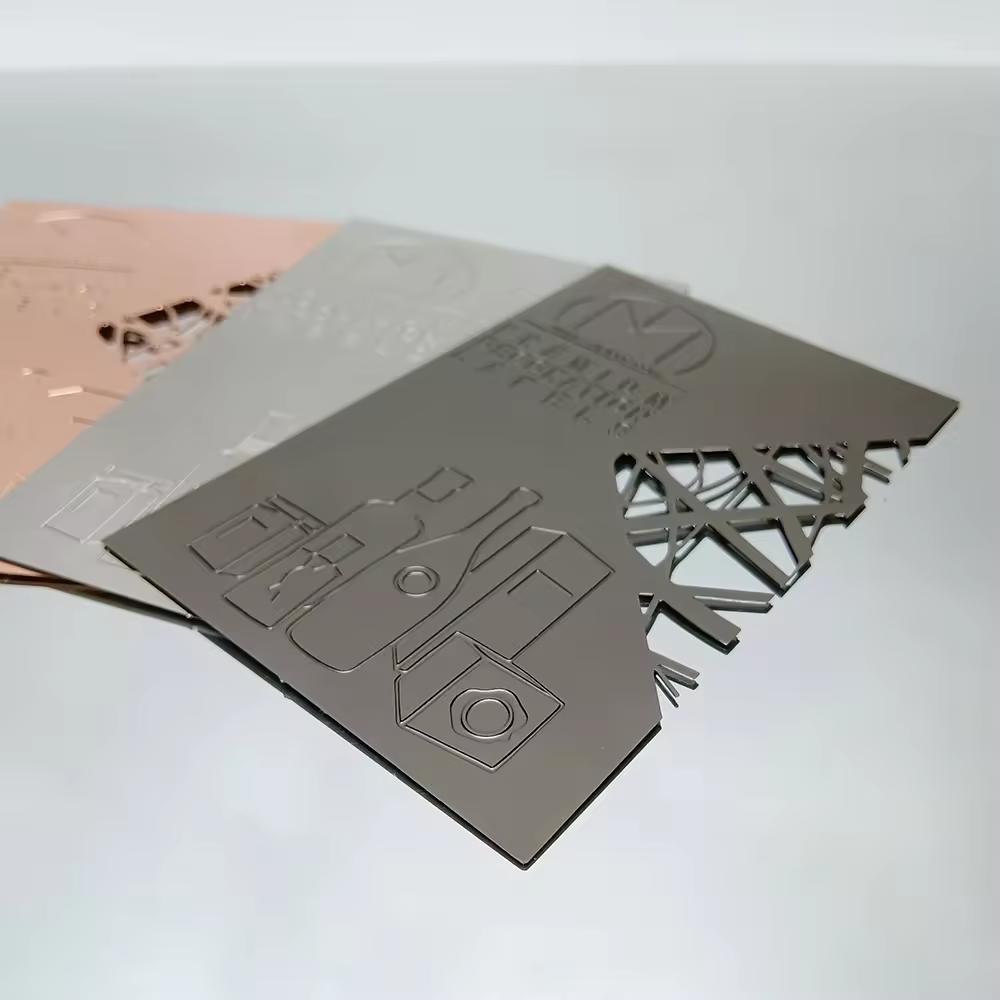 Полые карты с индивидуальным логотипом, матовые черные, серебристые металлические карты